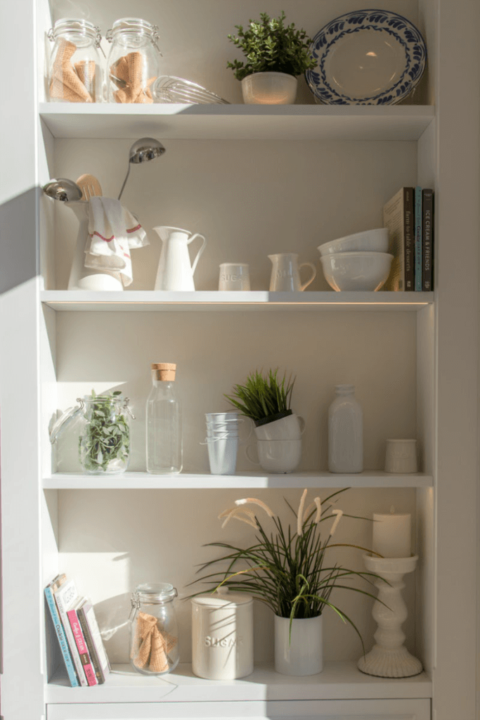 Open shelving lets you store more in small spaces